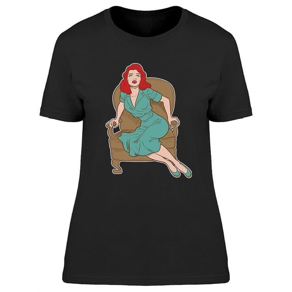 Shocked Woman Sitting T-Shirt Women -Image by Shutterstock, Female Small