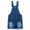 thumbnail image 2 of KIDSCOOL SPACE Girls Shorts,Big Girls Big Bibs Washed Soft Summer Denim Shortalls,Light Blue,9-10 Years, 2 of 8