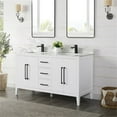 thumbnail image 3 of Laurel 60" Wood Vanity in White Calacatta White Quartz Top no Mirror, 3 of 11