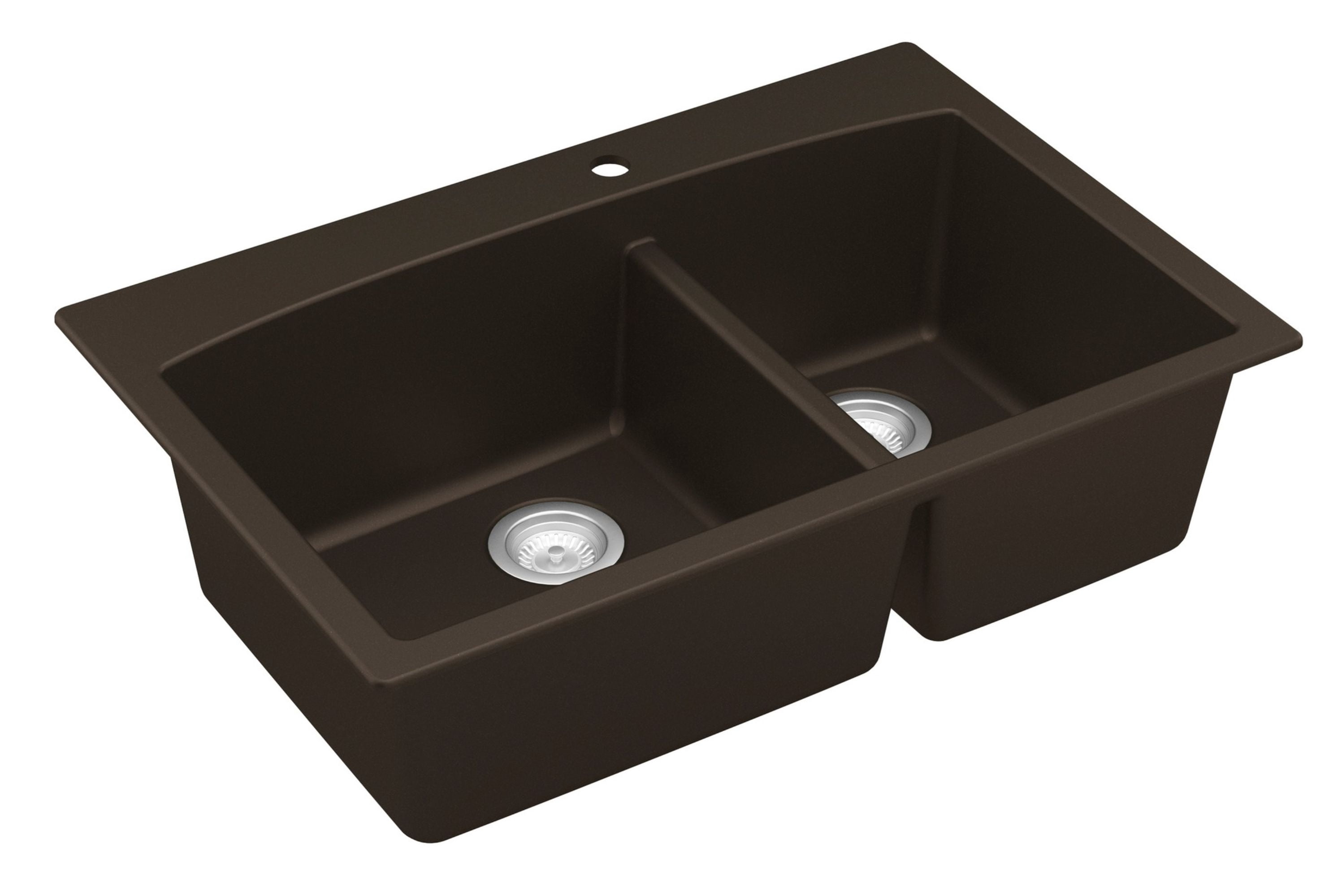 Karran QT-711 Drop-In Brown Quartz Composite 33 in. 1-Hole 60/40 Double Bowl Kitchen Sink