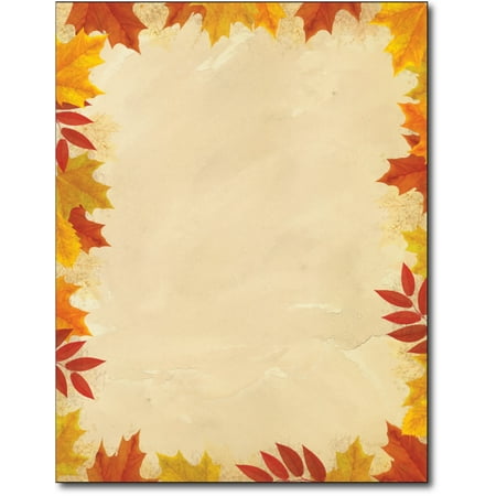 Autumn Leaves Border Letterhead Paper - 80 Sheets