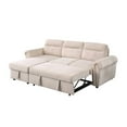 thumbnail image 2 of Irma 97 Inch 2 Piece Sectional Sofa, Pull Out Bed, Rolled Arm, Beige Velvet- Saltoro Sherpi, 2 of 5
