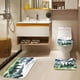 thumbnail image 3 of Juego de cortina de ducha verde y dorada con tapa de inodoro y alfombras antideslizantes para decoración de baño, juego de 4 cortinas de ducha de montaña abstracta, juego de baño geométrico moderno, 3 of 7