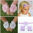 thumbnail image 4 of Yoyauz Baby Girl Flower Headband Barefoot Sandal Set Baby Hair Ornament Pearl Flower Headband Foot Strap Hair Ornament is suitable for newborns and toddlers, 4 of 5