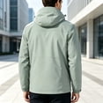 thumbnail image 3 of longantii Waterproof Jackets for Men Trendy Windbreaker Turndown Collar Rain Jacket Long Sleeve Zip Up Jacket Loose Fit Fall Winter Cycling Tops Green 3XL, 3 of 5