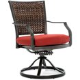 thumbnail image 3 of Hanover Mercer 7-Piece Patio Dining Set in Crimson Red with 6 Cushioned Swivel Rockers and a 40" x 70" Cast-top Table, 3 of 10