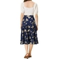 thumbnail image 3 of Allegra K Women's Elastic Waist Layers Vintage Pockets Floral Midi Skirt, 3 of 6