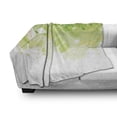 thumbnail image 3 of Green Leaf Soft Flannel Fleece Throw Blanket, Flourishing Springtime Abstract Composition with Leaves Fantasy Flora, Cozy Plush for Indoor and Outdoor Use, 50" x 60", Green Yellow White, by Ambesonne, 3 of 6