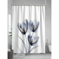 thumbnail image 5 of Fsddascl Light Grey Tulip Shower Curtain Set - Long 72" x 84" Washable Bathtub Curtain with 12 Hooks, Rustic Elegant Floral Botanical Waterproof Fabric Stall Shower Curtains for Bathroom/Bathtub, 5 of 6