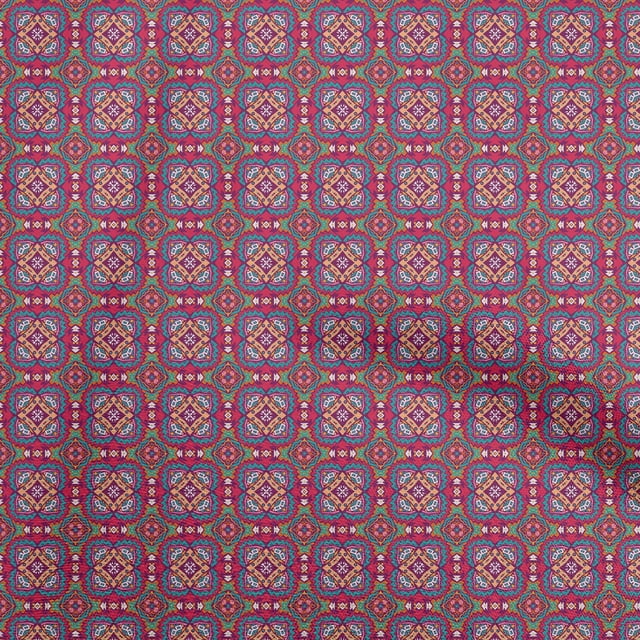 oneOone Georgette Viscose Red Fabric Tribal Craft Projects Decor Fabric Printed By The Yard 42 Inch Wide