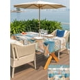 thumbnail image 4 of Vintage Blue Coastal Outdoor Tablecloth - 52x70 Inch Rectangle Dining Table Cover, Summer Beach Starfish Shell Coral Nautical Waterproof Outdoor Table Cloth with Umbrella Hole & Zipper for Patio, 4 of 7