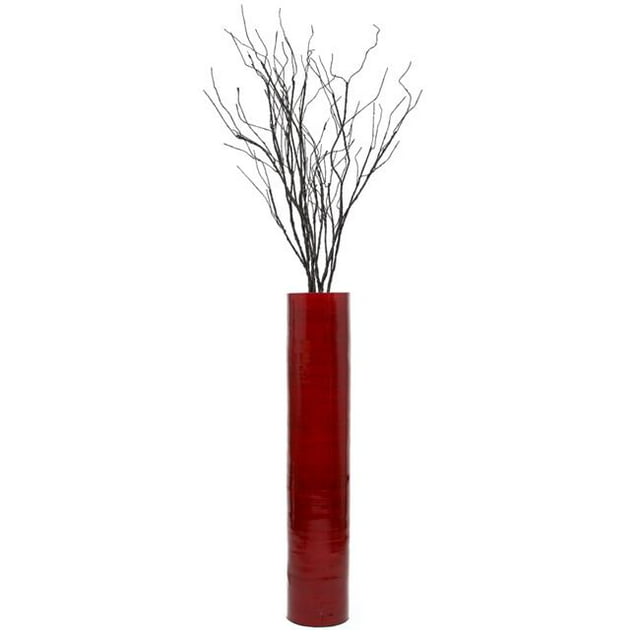 Uniquewise QI004157.R Vase de Sol Décoratif Contemporain en Bambou 30 x 7 Po Dia, Rouge