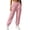 Pink, variant on XRoczxe Women Elastic Waist Cargo Jogger Sweatpants Drawstring Cuff Draped Wrinkle Resistant Soft Warm Casual Street Trousers Multi Solid Fashion Colors