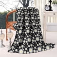 thumbnail image 2 of Black Daisy Flower White Blooms Pattern Blanket,Comfortable Soft Flannel Throw Blanket,All Season,Warm Lightweight Blankets for Sofa Bed Couch Living Room Chair,60"x80", 2 of 4