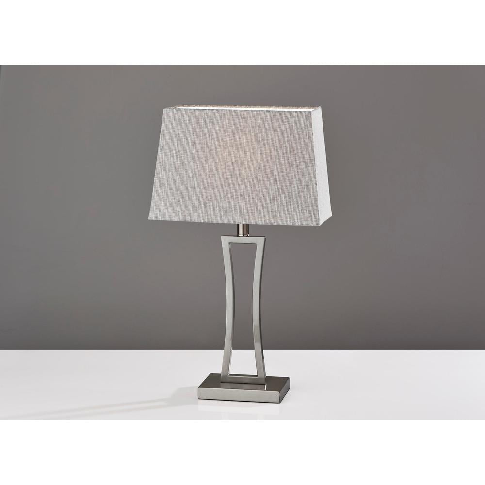 Adesso® Camila 2-Piece Table Lamp Set, 24-1/4"H, Gray & White Shade/Brushed Steel Base
