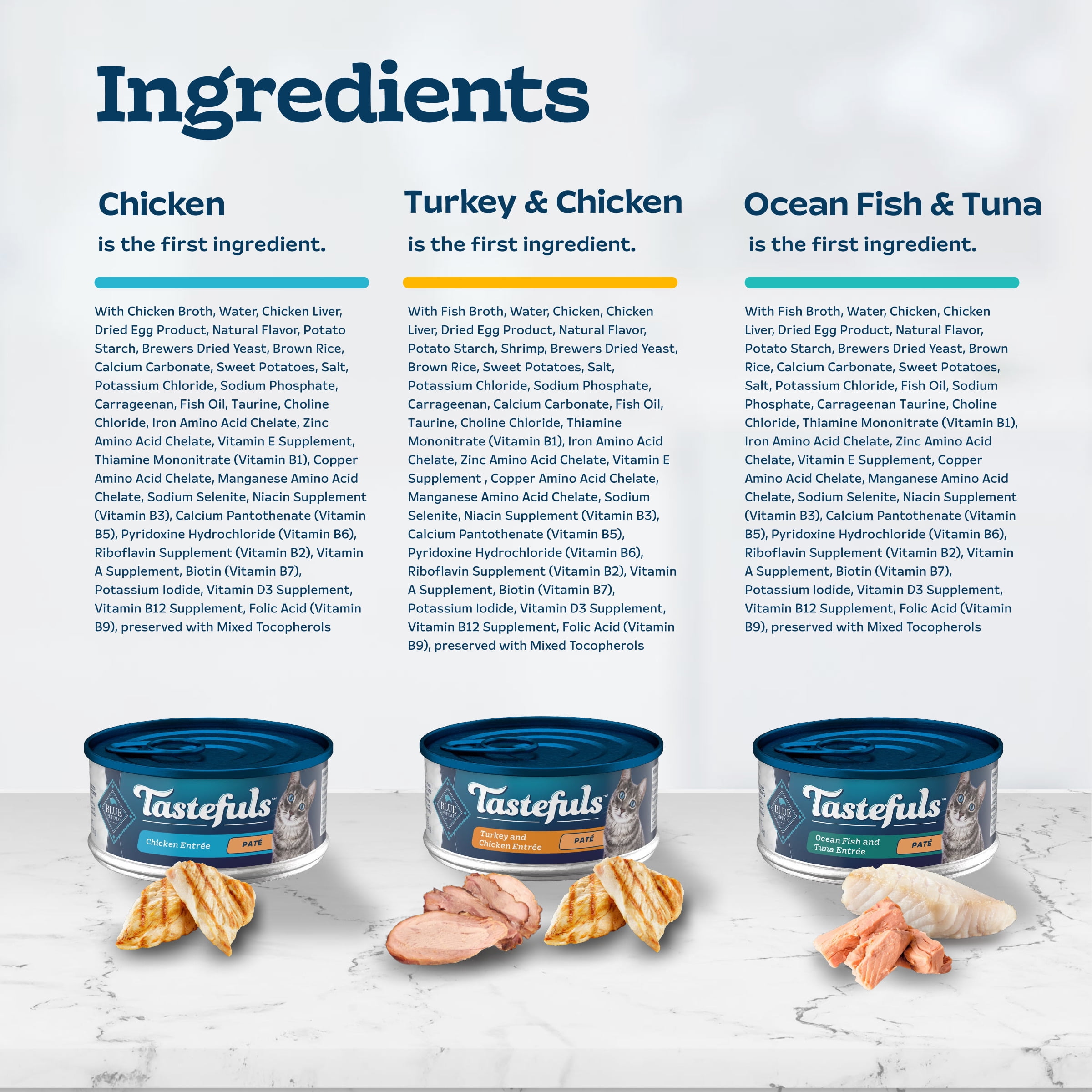 (2 pack) Blue Buffalo Tastefuls Wet Cat Food Variety Pack (Chicken, Turkey & Seafood Flavors) 12ct