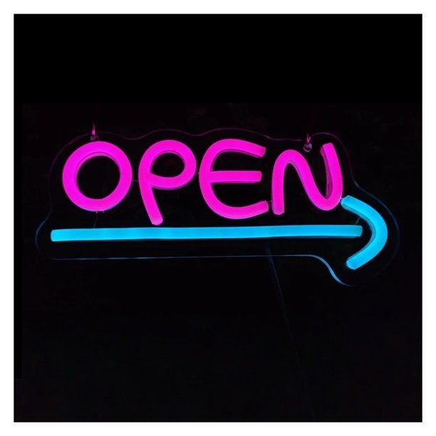 Letrero De Neón Open Con Luz LED Regulable Para Publicidad En Negocios Tiendas, Bares Y Cafeterías Decoración 30cmx14cm