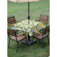 thumbnail image 4 of Outdoor Tablecloth with Umbrella Hole for Patio/Picnic/Party/Camping, Summer Lemon Waterproof Table Cloth Square Cover Washable, Fruits Green Botanical Blue Striped (60"x 60"), 4 of 9