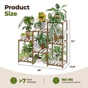Bamworld Plant Stand Indoor Plant Shelf Outdoor Wood Plant Rack for Multiple Plants 3 Tiers Ladder Plant Holder for Living Room Patio Boho Home Decor for Gardening