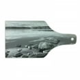 thumbnail image 1 of Black and White Cutting Board, Rocks in Water at Shore of Lake Autumn Isolation Tranquility Environment, Tempered Glass Cutting and Serving Board, Wine Bottle Shape, Black White, by Ambesonne, 1 of 1