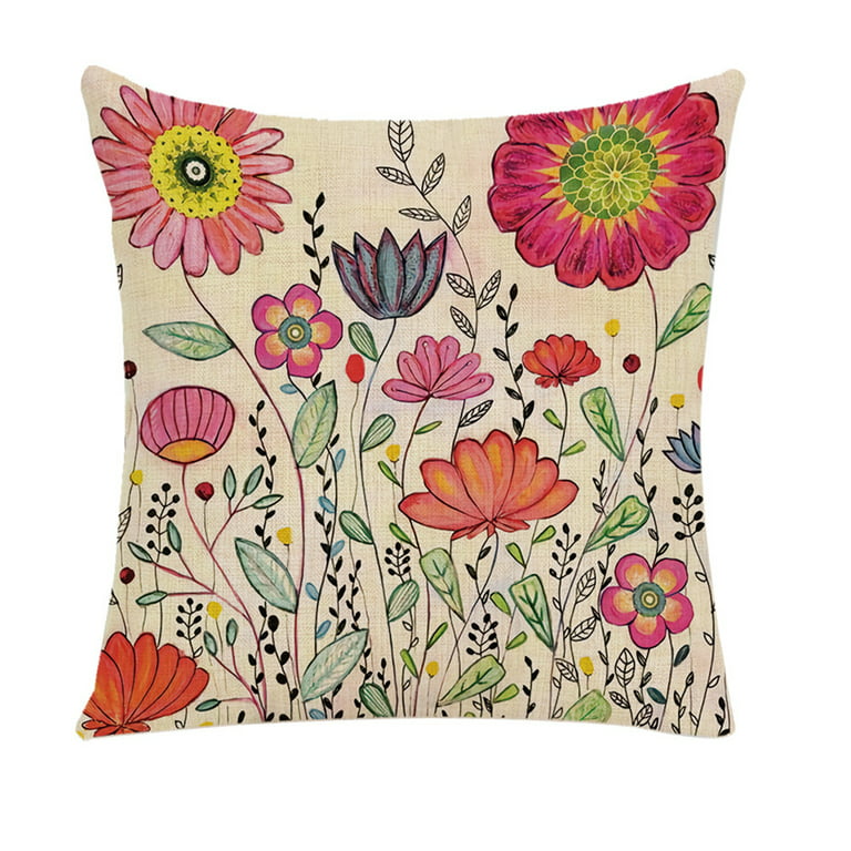 Artiflr Spring Summer Throw Pillow Covers 18x18 inch, Set of 4 Flowers Pillow Cases Decorative Cushion Cases Cushion Cover, Flowers Seasonal