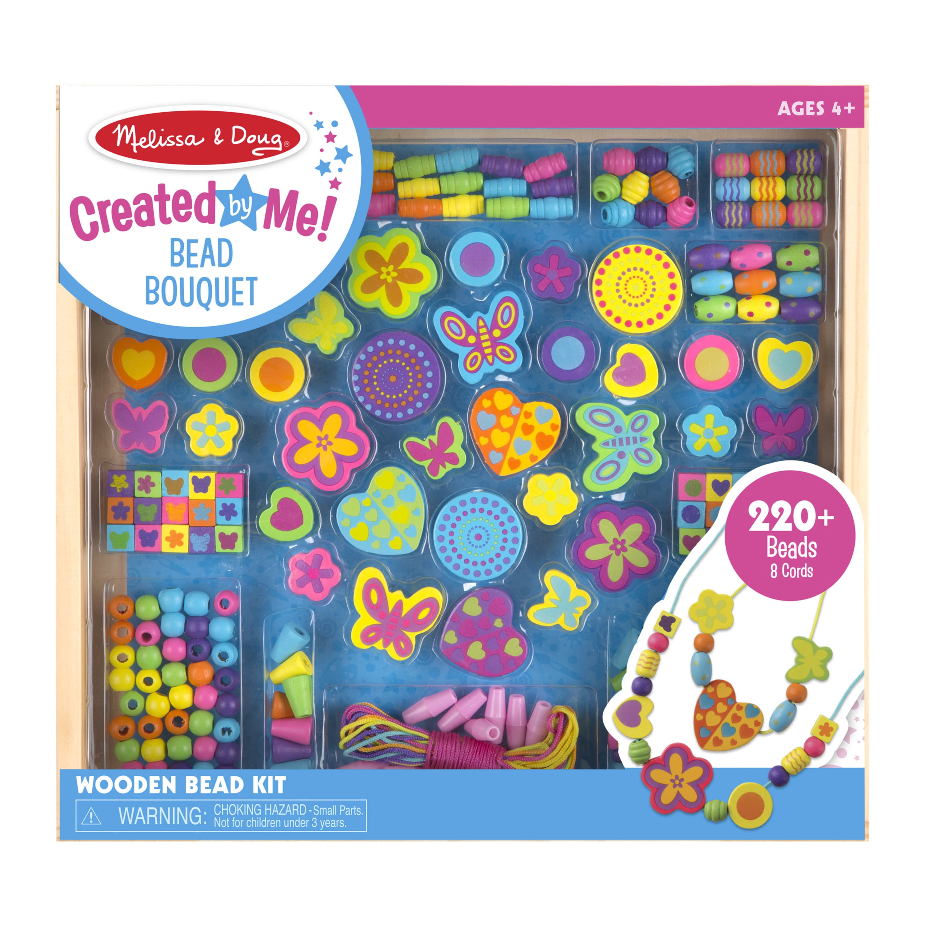  Melissa & Doug Created by Me! Heart Beads Wooden Bead Kit, 120+  Beads and 5 Cords for Jewelry-Making : Melissa & Doug: Toys & Games