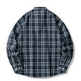 thumbnail image 7 of USNSM Men's Flannel Shirt Casual Business Plaid Loose Shirt Turndown Collar Button up Long Sleeve Tops with Chest Pocket Navy 4XL, 7 of 7