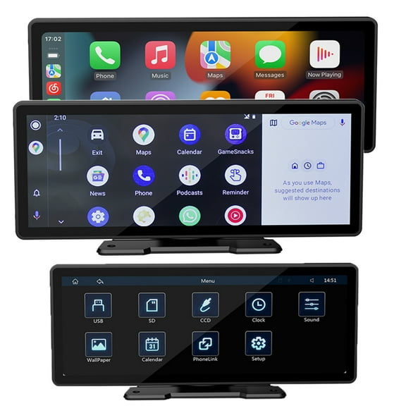 9.3'' Portable Touch Screen Car Stereo Wireless Apple Carplay Android Auto, Car Bluetooth Radio HD Large Screen MP5 Player with 12 LED Backup Rear Camera USB/FM/TF/AUX