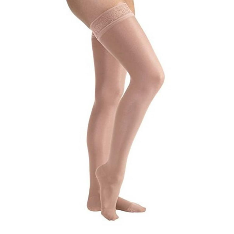 JOBST UltraSheer Compression Stockings, 30-40 mmHg, Thigh High, Silicone  Lace Band, Closed Toe, Honey, X-Large 