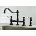 thumbnail image 3 of Kingston Brass KS3275PLBS Restoration 8-Inch Bridge Kitchen Faucet with Sprayer, Oil Rubbed Bronze, 3 of 5