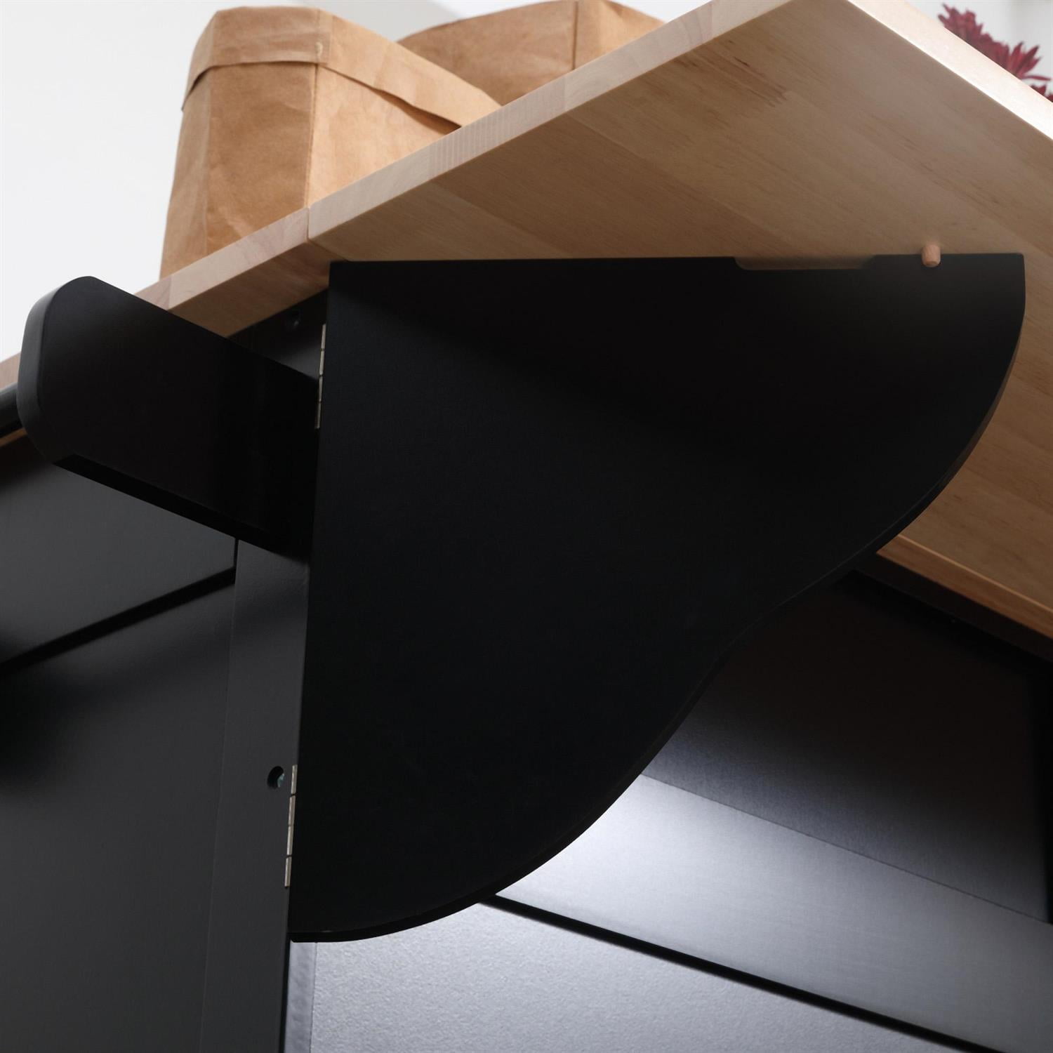 Demi Bonn 57" Mobile Kitchen Island Workstation with Drop Leaf & Wood Top, 2 Drawers & 2 Cabinets, Multi-Functional Table for Kitchen & Dining, Black