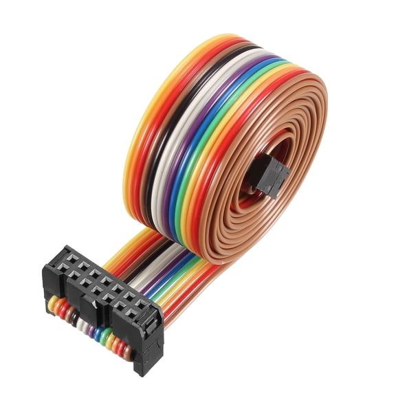 IDC Rainbow Wire Flat Ribbon Cable 14P A-type FC/FC Connector 2.54mm Pitch 1m Length