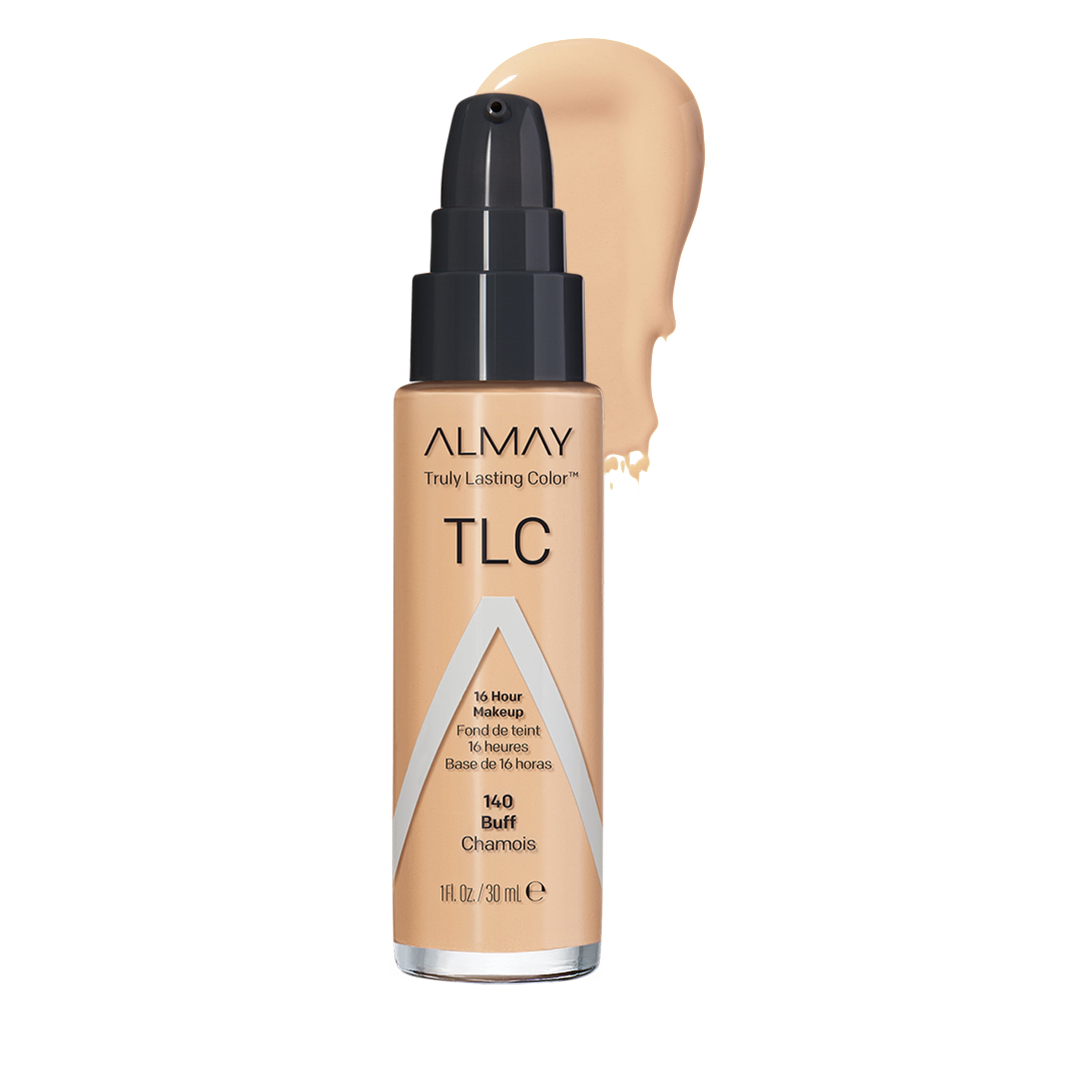 Almay Truly Lasting Color Liquid Makeup, Hypoallergenic, Cruelty, Oil, Fragrance Free, Dermatologist Tested, Long Wearing Foundation, 1 fl oz - 140 Buff
