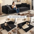 thumbnail image 4 of 97.7" 3-in-1 Convertible Sleeper Sofa, 28.4" Deep Seat Pull Out Sofa Bed, Button Tufted Modern Sofa, 4-Seater Couch with Movable Ottoman for Apartment, Office, Bedroom (Black), 4 of 11