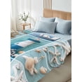 thumbnail image 4 of Nautical Lighthouse Twim XL Size Flat Sheet, Wrinkleproof & Fadeproof Cooling Flat Bed Sheet Only, Ocean Starfish Anchor Sailboat Shell Breathable Soft Bedding Top Sheets 66 x 102 Inches, 4 of 8