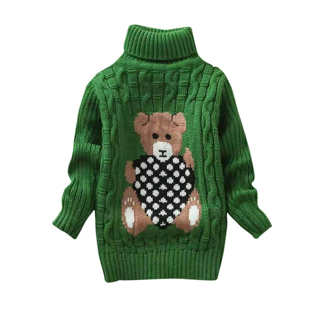 RXIRUCGD Mode Chandail à Col Roulé Épais à Manches Longues pour Enfants (Vert, Taille : 4 Ans)
