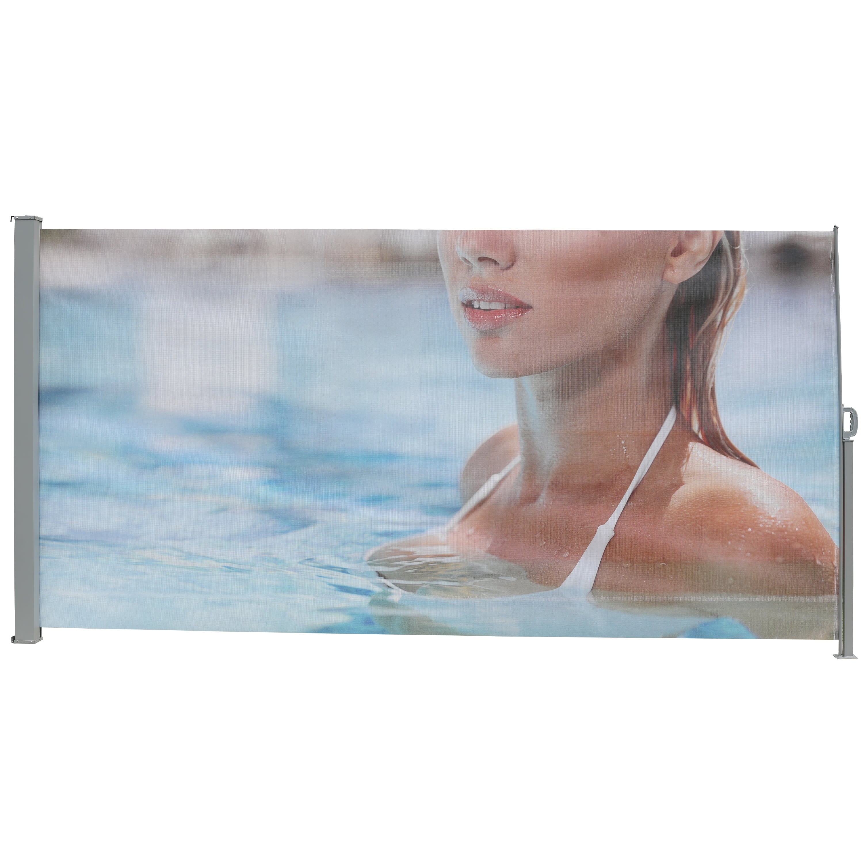 71"x138" Retractable Side Awning, Semi Transparent with UV Printing, UPF50+