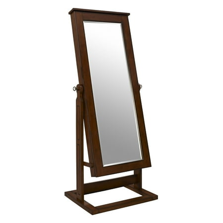 Powell Cheval Mirror Jewelry Wardrobe, Walnut Finish