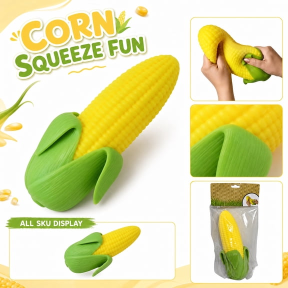 Squeeze Toys, Cute Soft Corn Squishies Fidget Toys, Slow Rising Vegetables Stress Balls for Anxiety Relief Office Desk Toys