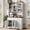White, variant on 70.8" Tall Kitchen Pantry Cabinet with Charging Station, Storage Cabinet with Hutch, Fluted Glass Doors for Dining Room, White