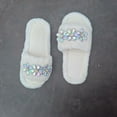 thumbnail image 5 of Xfvqtps Women Fluffy Slippers Rhinestone Decor Open Toe Non-Slip Warm Comfortable Winter Indoor Home Plush Slippers White, 5 of 9