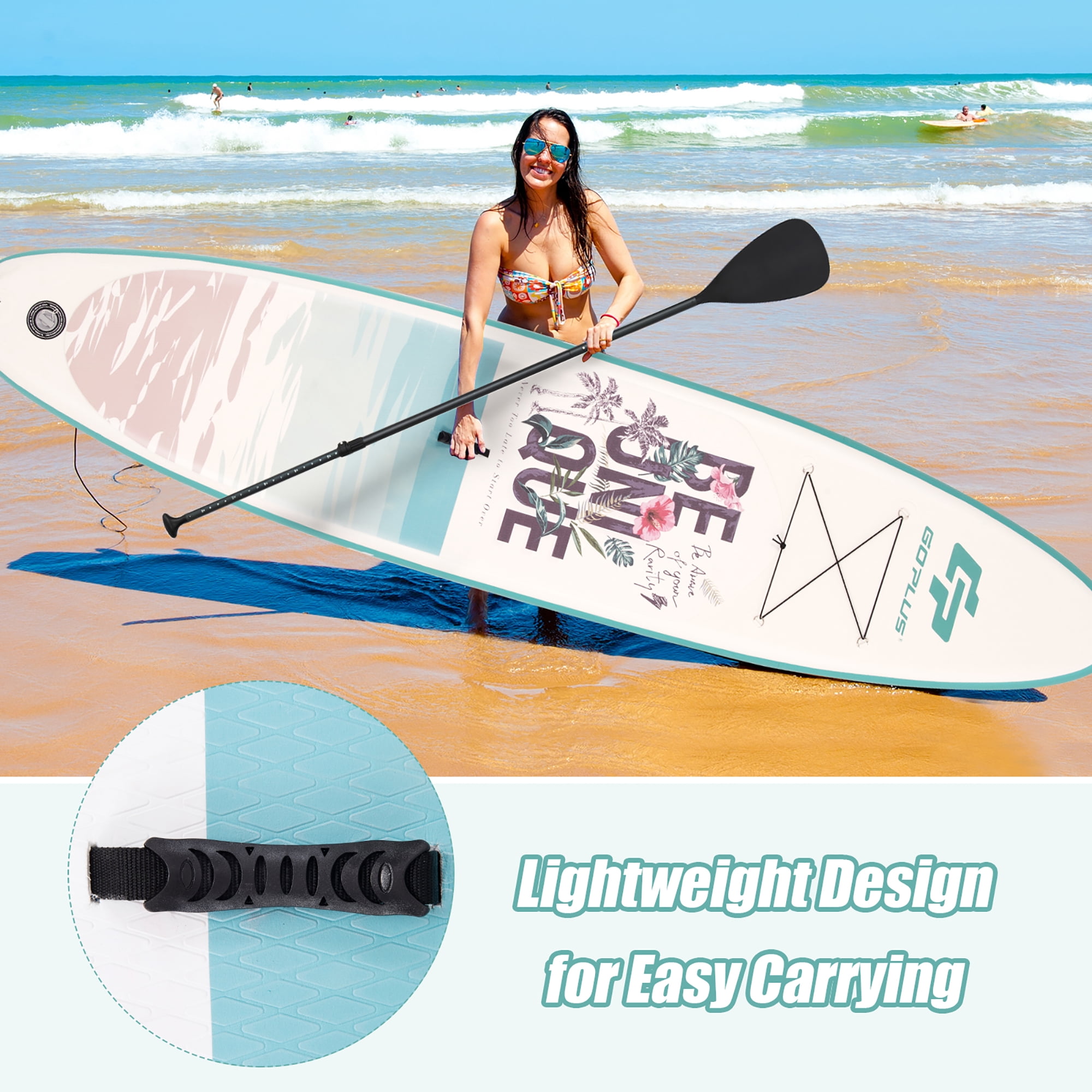 Goplus 10.5' Inflatable Stand Up Paddle Board Surfboard W/ Aluminum Paddle Pump Green