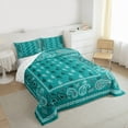 thumbnail image 3 of Homewish Paisley Pattern Bedding Comforter Set,Retro Boho Style Twin Comforter Sets,Cyan White Bedding Set For Adults,Breathable Home Decor Reversible,2pcs, 3 of 8
