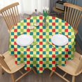 thumbnail image 3 of Multi Color Checkerboard Checkered Pattern Round Tablecloth 60"x60",Wrinkle Wipeable Table Cloth for Kitchen Dining Room Picnic Patio Party, 3 of 6
