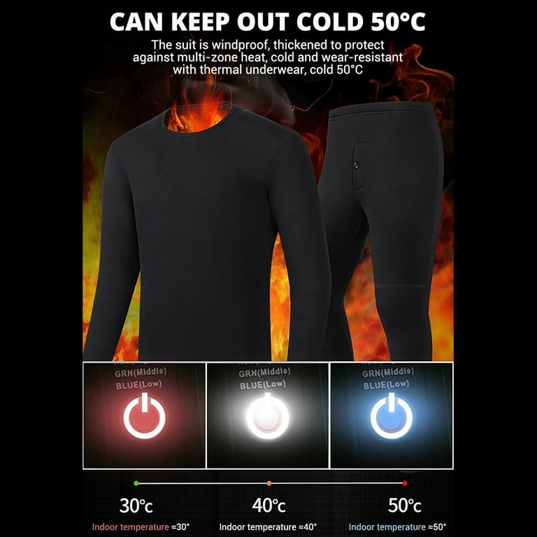Ploreser Men's USB Heated Underwear Cotton Warm Smart Electric