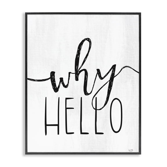 Stupell Industries Rustic Lodge Why Hello Typography Black Framed Giclee Art, 11 x 14, by Lux Me Designs