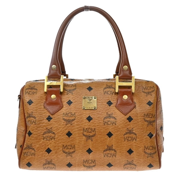 Pre-Owned MCM Visetos Logogramme Leather Brown Leather Handbag