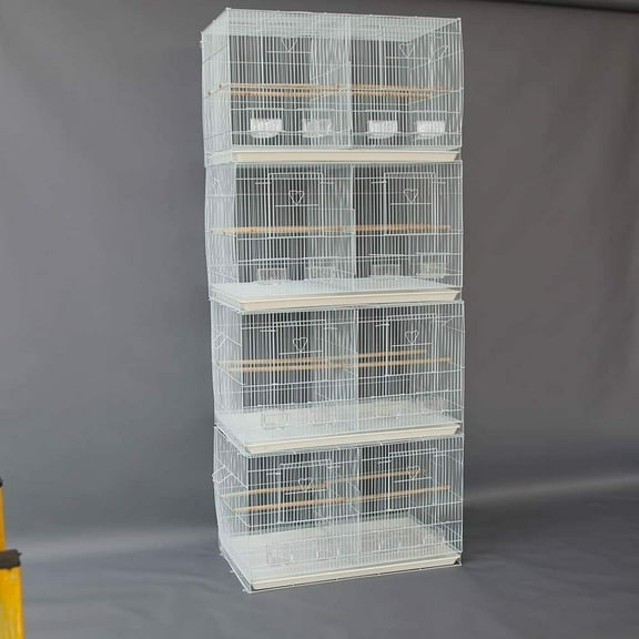Seny Lot of 4 Breeding Bird Carrier Cage with Dividor for Parakeet Canary Finch Lover Bird-White