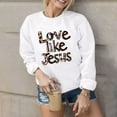 thumbnail image 5 of Love Like Jesus Sweatshirts for Women Valentines Sweatshirt Leopard Letter Long Sleeve Pullover Top, 5 of 8