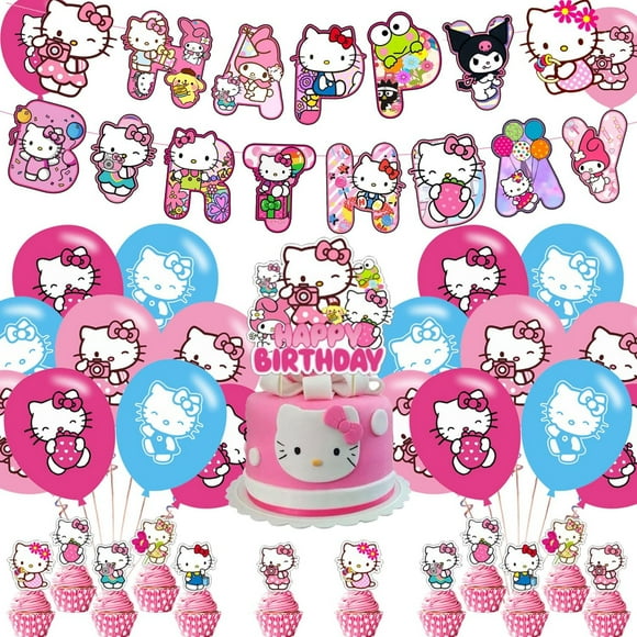 WhiskerFest Pack de Fête - Fournitures de Fête à Thème Chat avec Bannière, Décorations de Gâteau et Ballons pour Décorations Parfaites